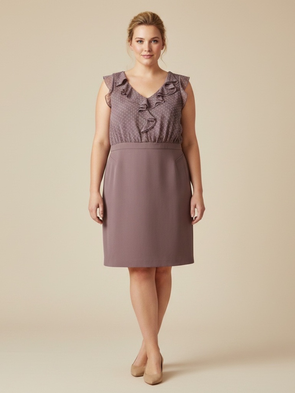 LOFT Ruffled Swiss Dot Dress